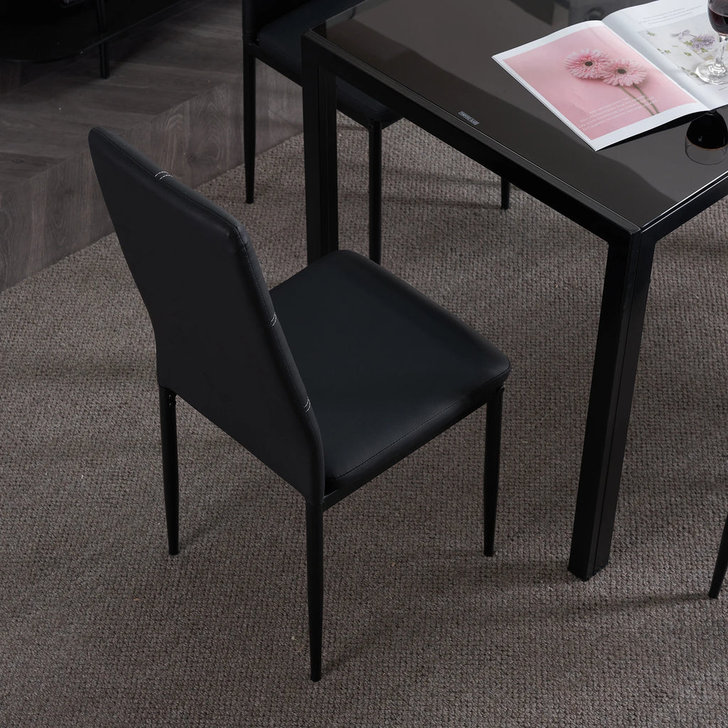 4-Pc. Black High Backrest Dining Chairs
