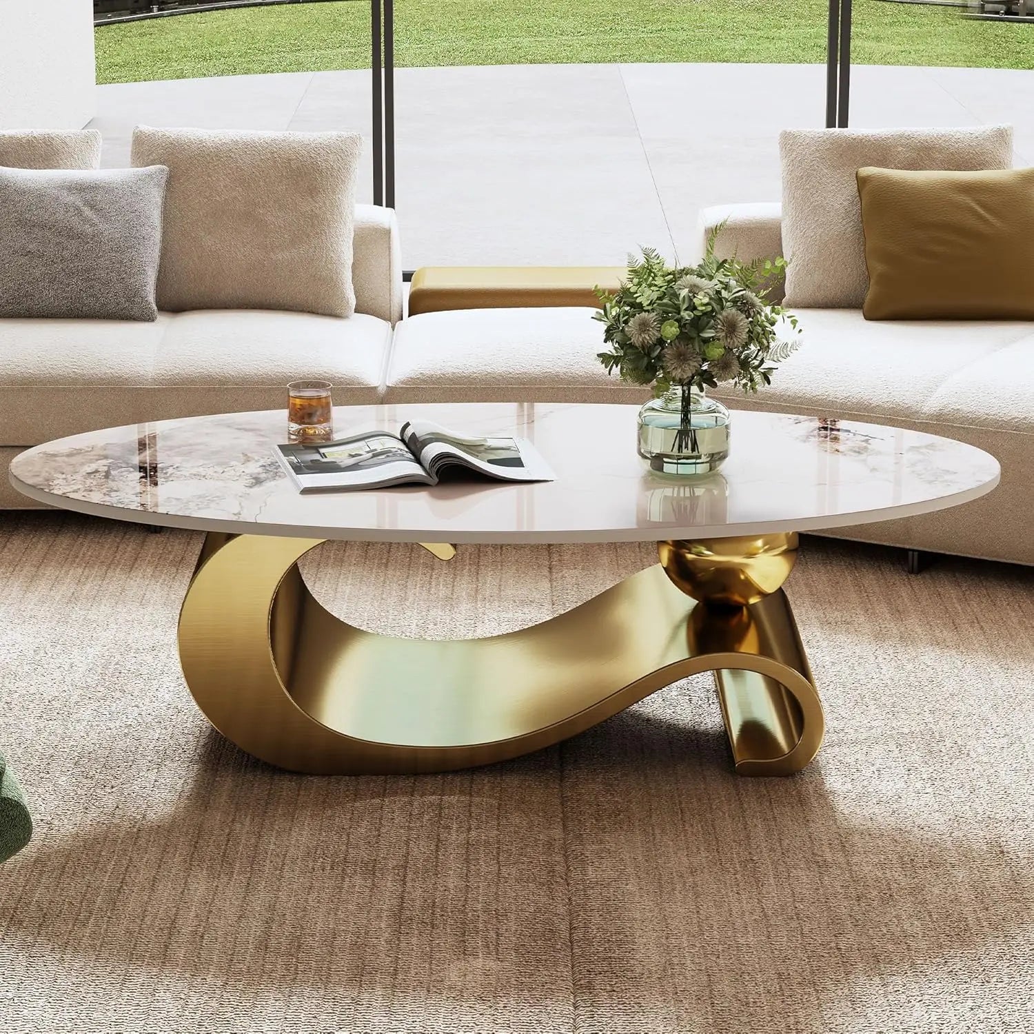 Coffee Table withStainless Steel Pedestal,