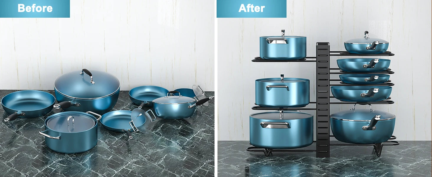 Pots and Pans Organizer for Cabinets/counters