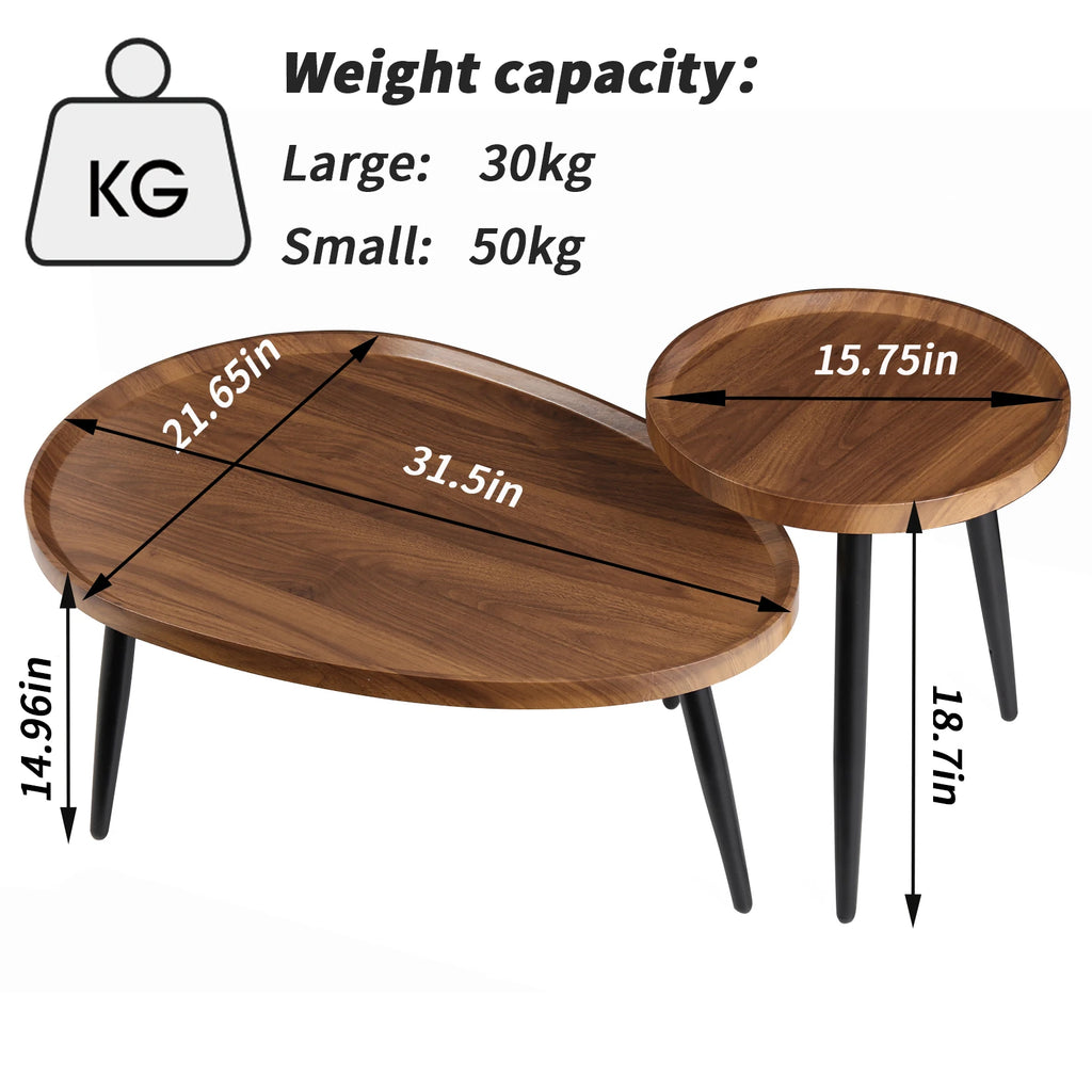 2 Mid-Century Coffee Table, Solid Wood