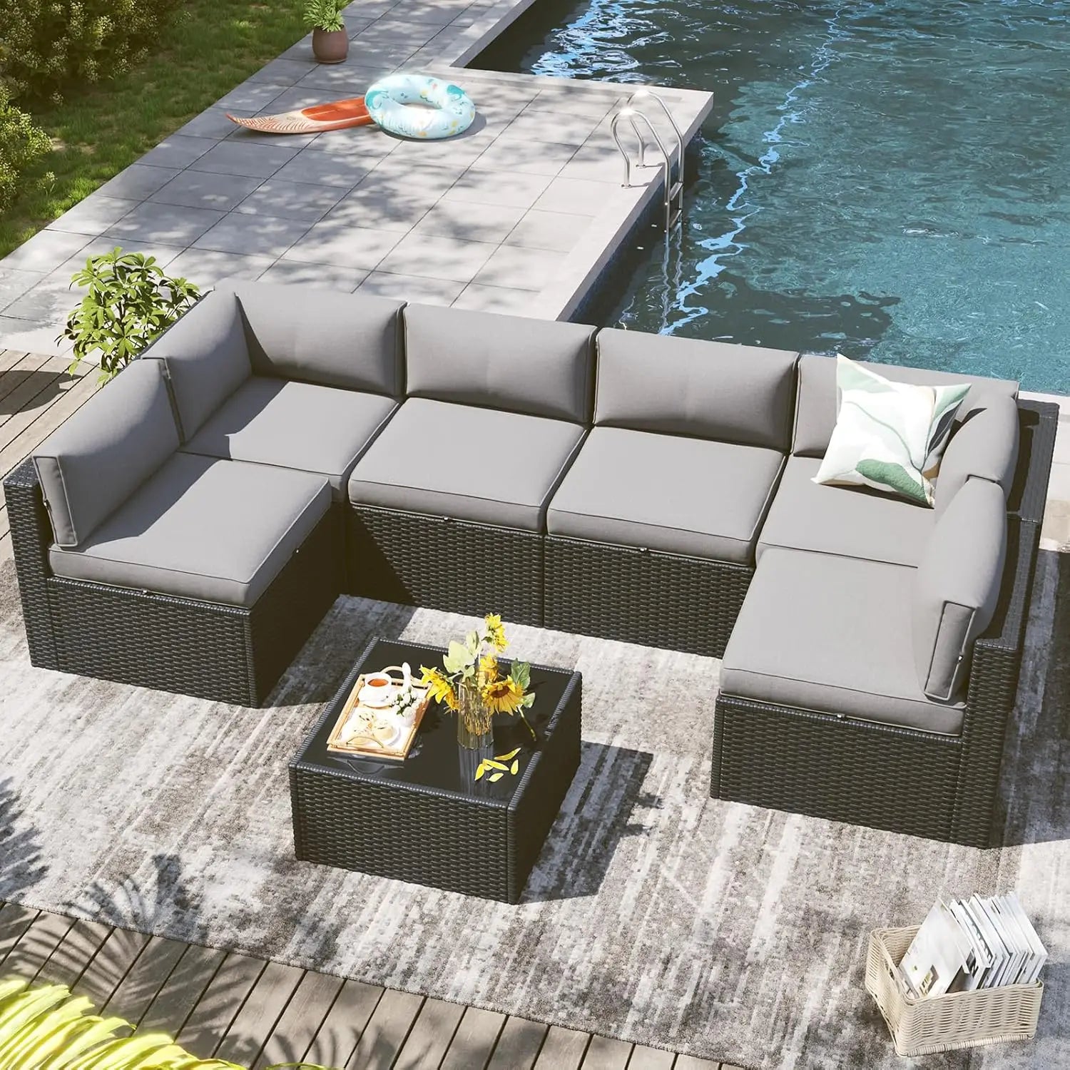 7 Piece Outdoor Furniture Set with Coffee Table