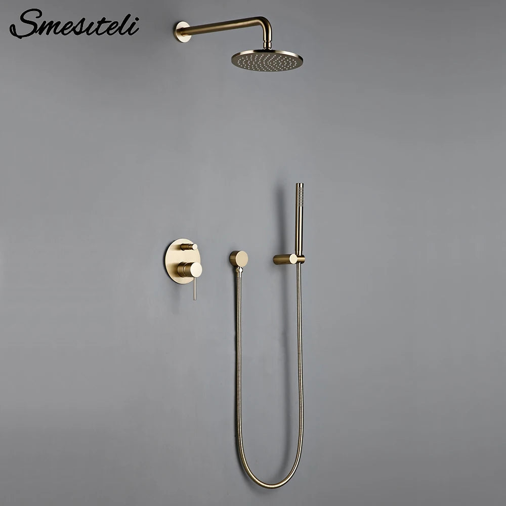 Rain Fall Shower Head Brushed Gold