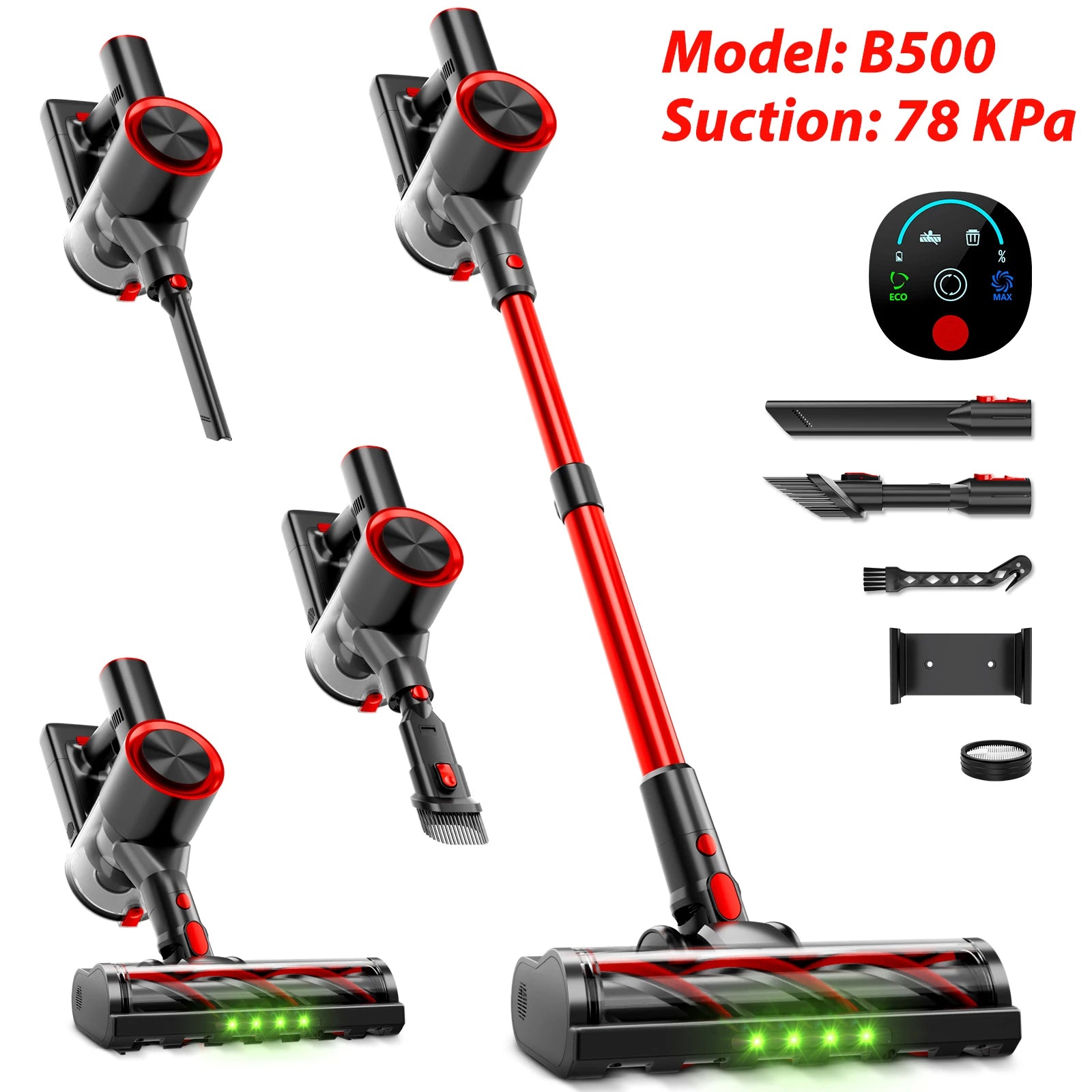 Powerful Cordless Vacuum, LED Display