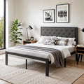 Bed Frame with Upholstered Finely Stitched Headboard