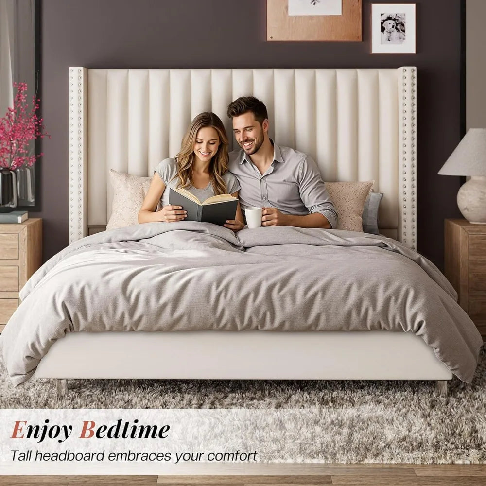 Queen Size Upholstered Platform Bed Frame