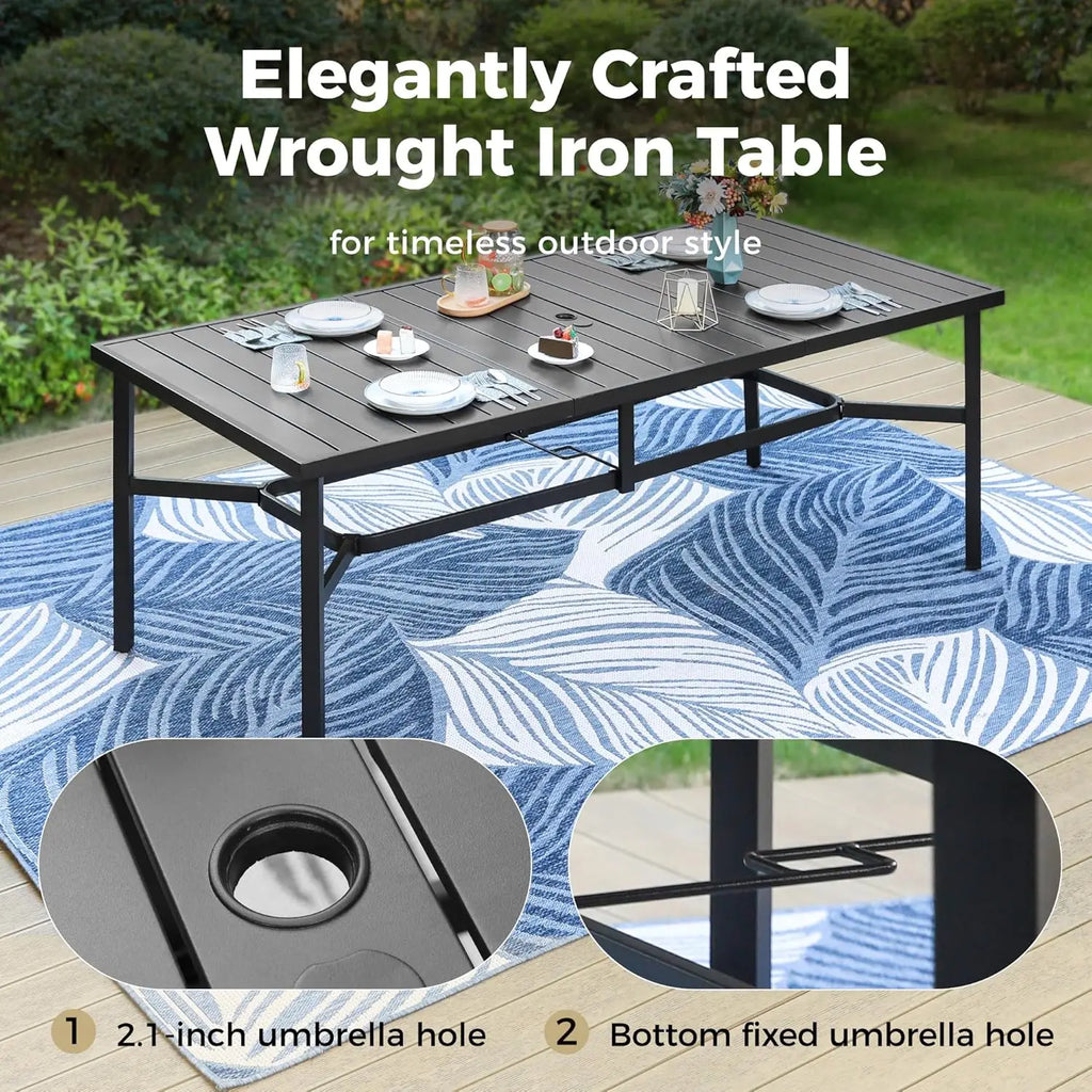 Outdoor Patio Dining Table w/Umbrella Hole