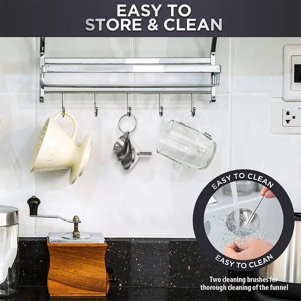 3/5 Pcs Stainless Steel Kitchen Funnels