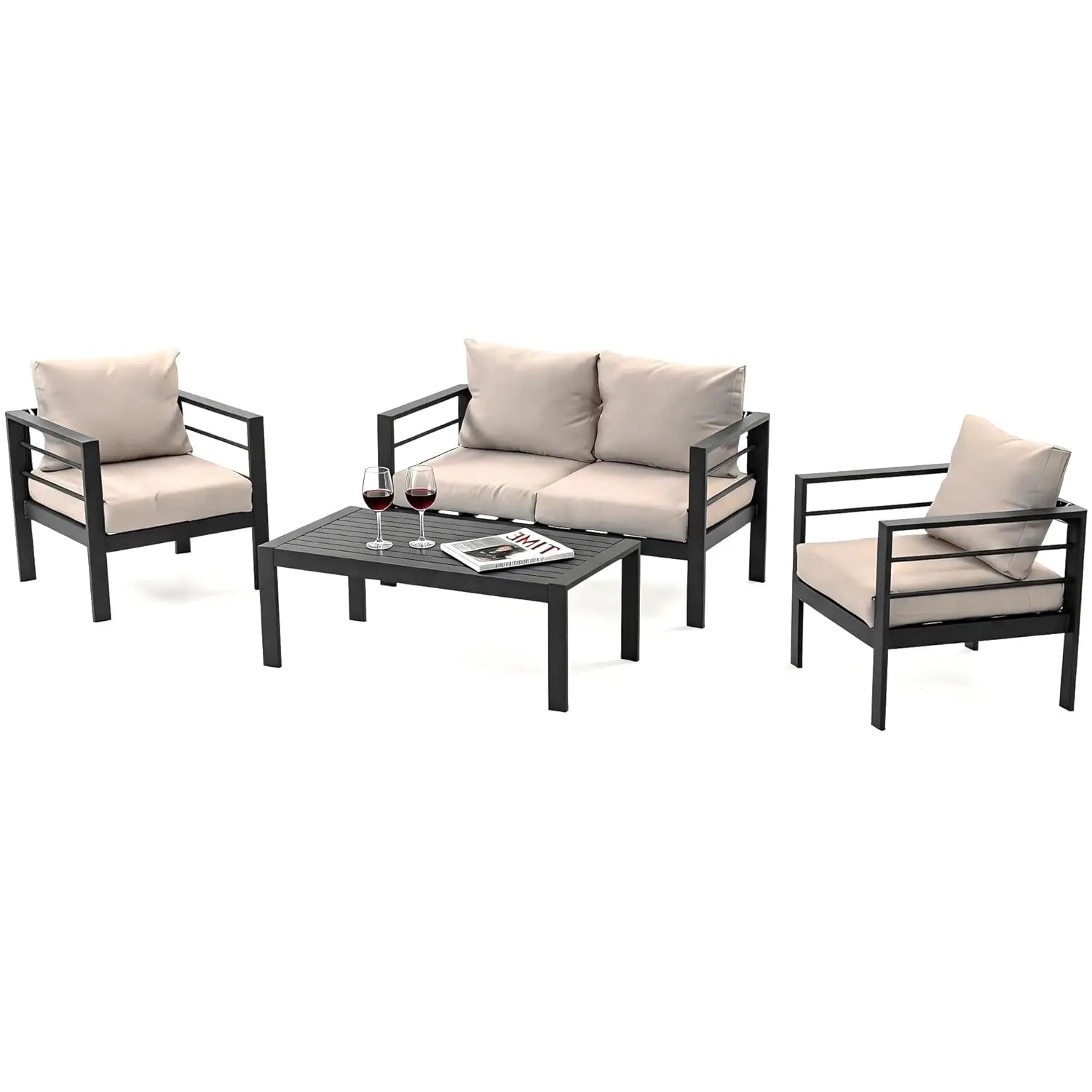 4 Piece Metal Patio Furniture Set