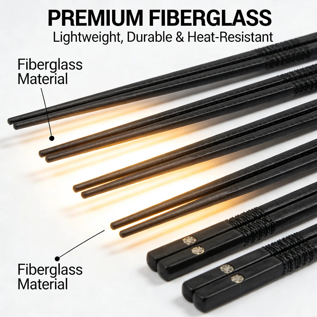 Black Alloy Reusable Chopsticks 5-Piece Set
