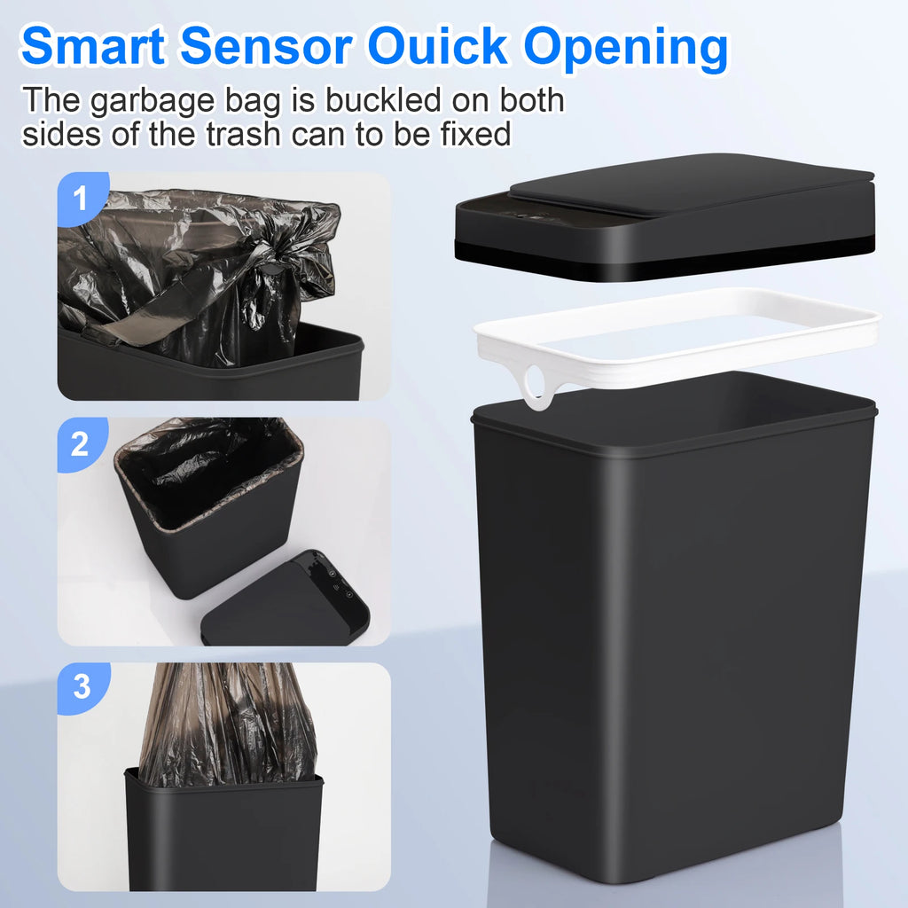 2 Pack 12L & 18L Touchless Motion Sensor Garbage Can