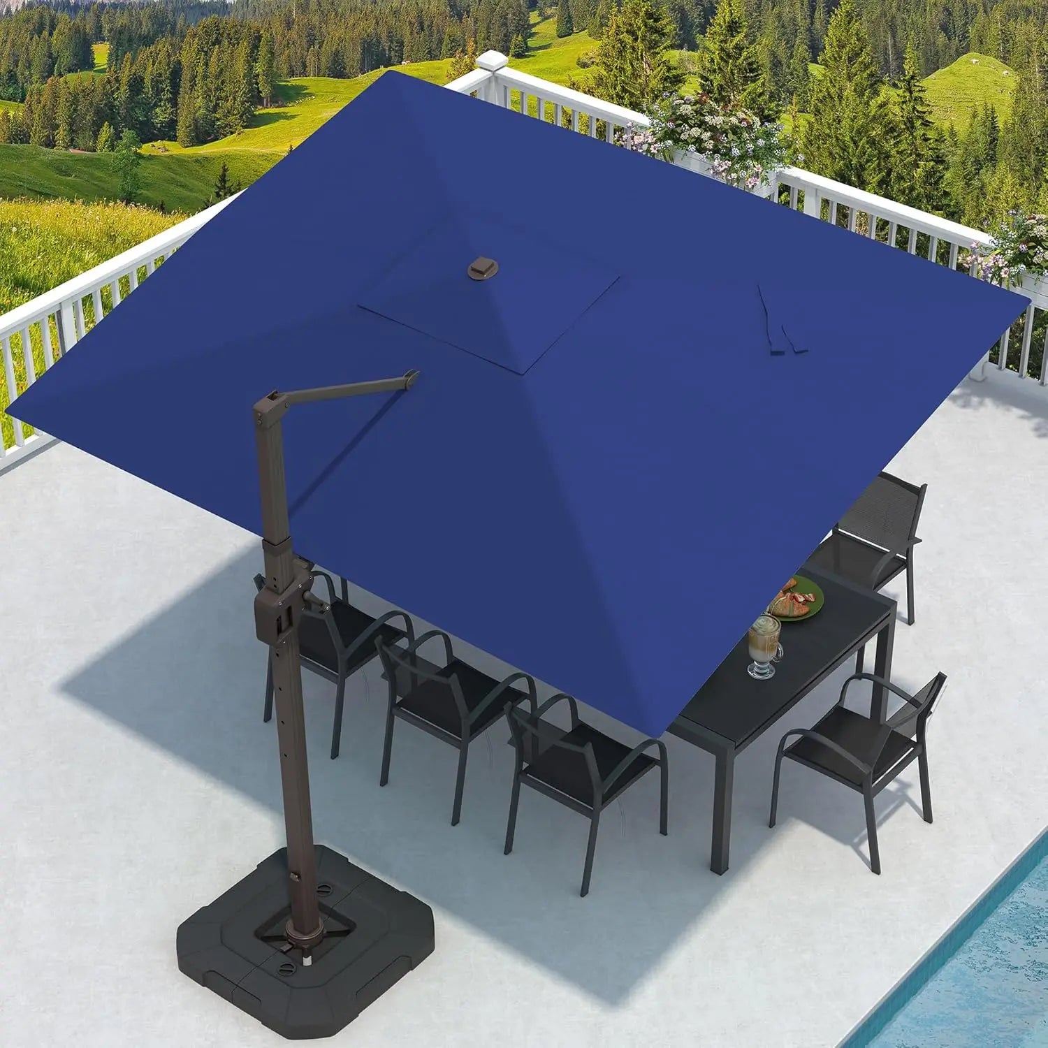 9' X 12' Cantilever Patio Umbrella Base Included 7 Tilts,