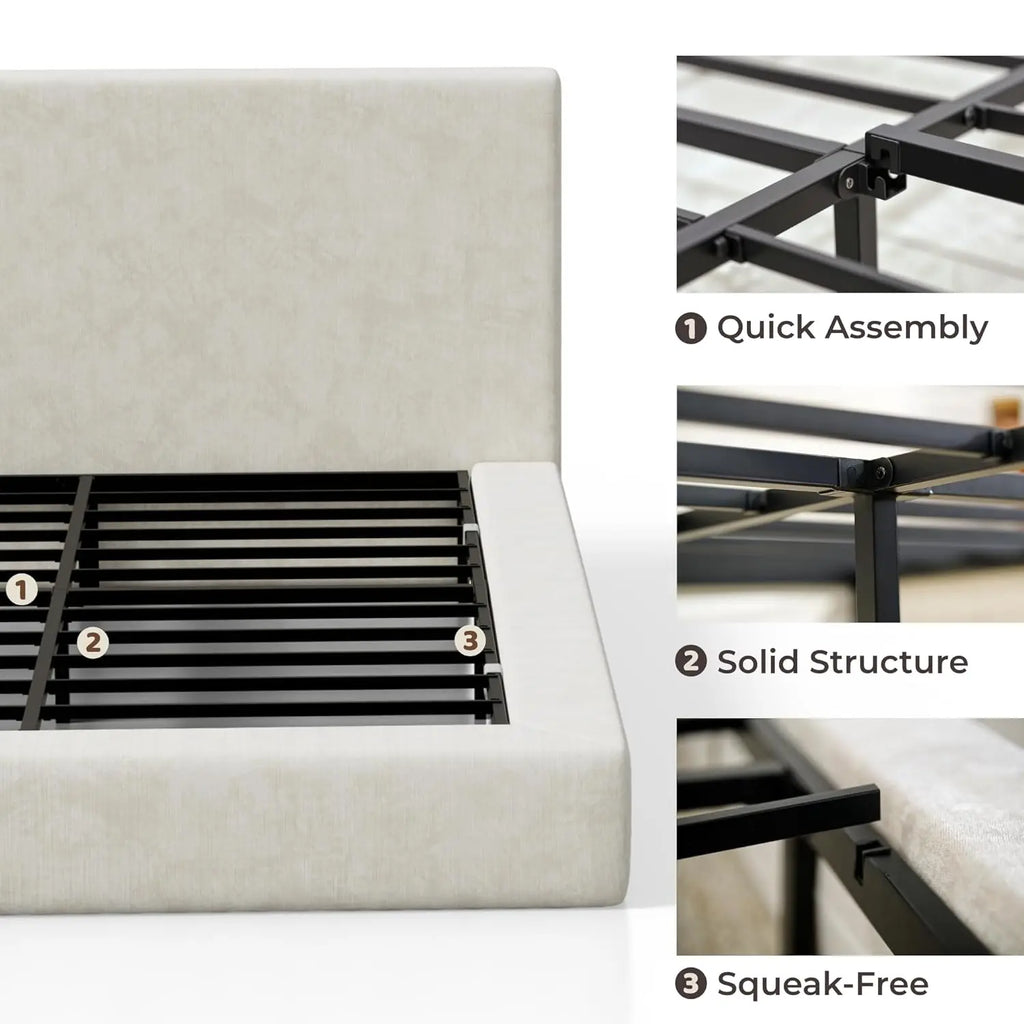 Upholstered King Bed Frame and Headboard