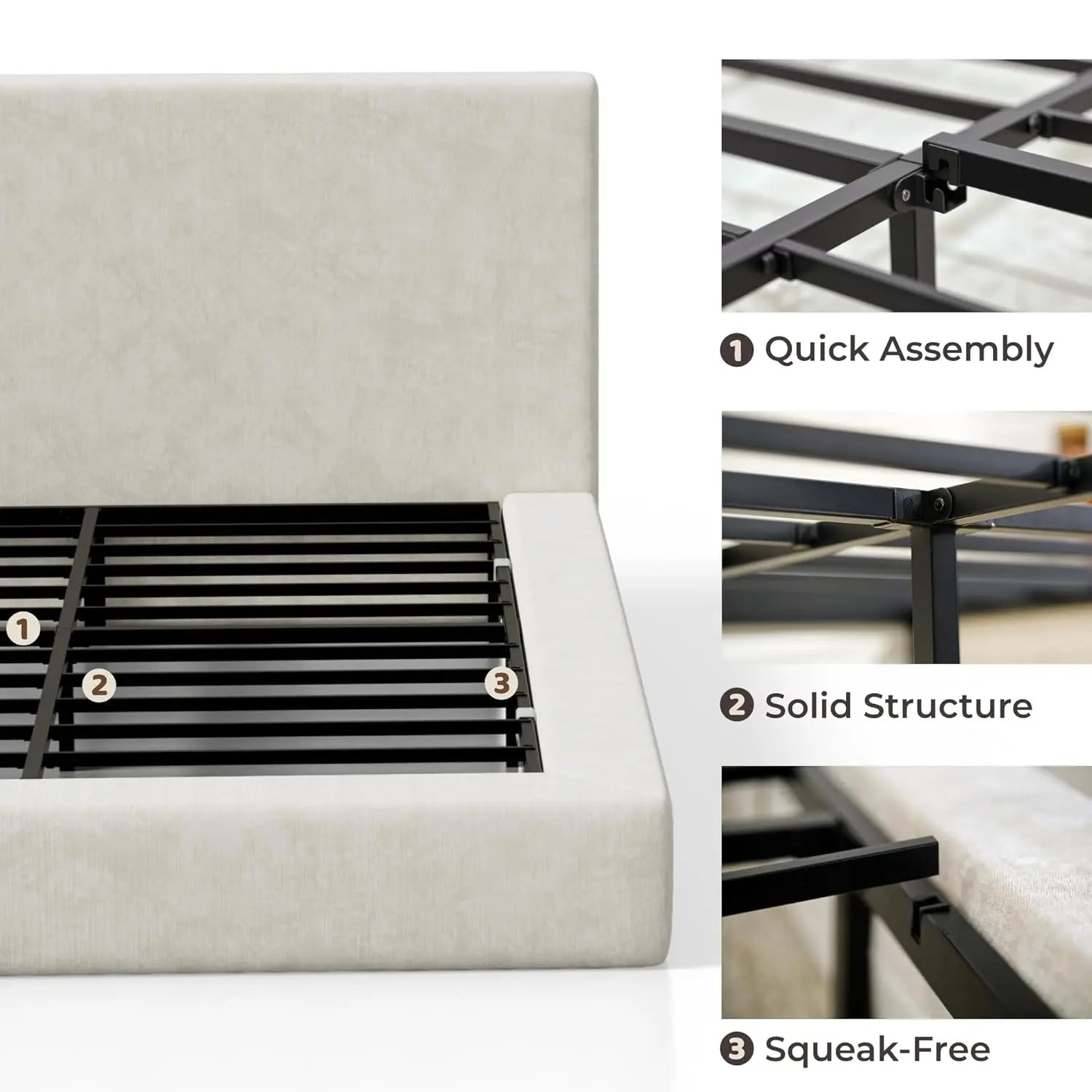 Upholstered King Bed Frame and Headboard