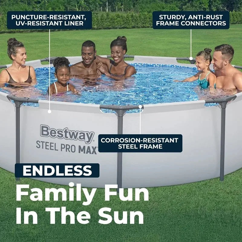 Bestway Steel Pro MAX 10' x 30" Above Ground Pool, Round Metal Frame Outdoor Swimming Pool Set with Filter Pump & Type