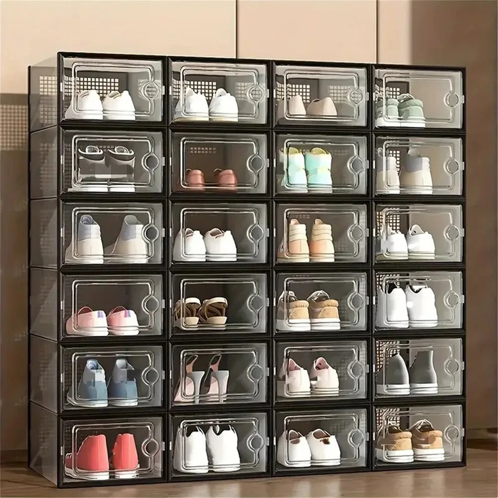 24pcs Large Stackable Plastic Shoe Storage Boxes