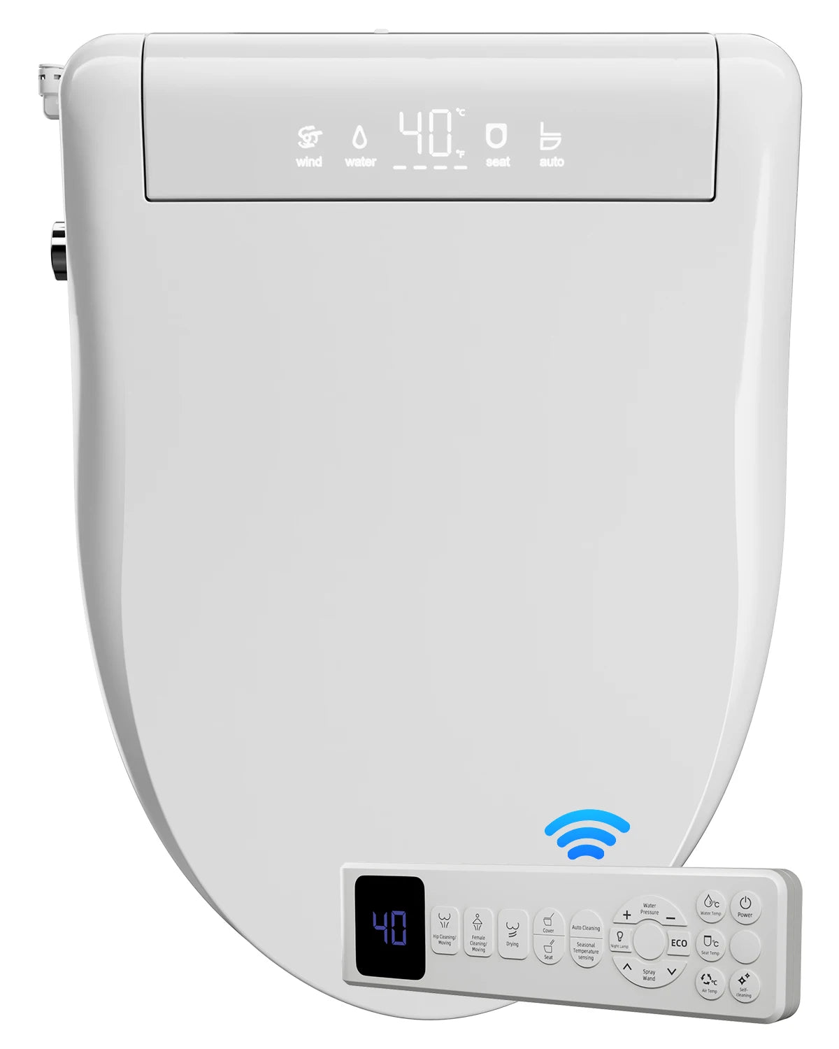 Elongated Smart Toilet Seat air dryer/light/remote control
