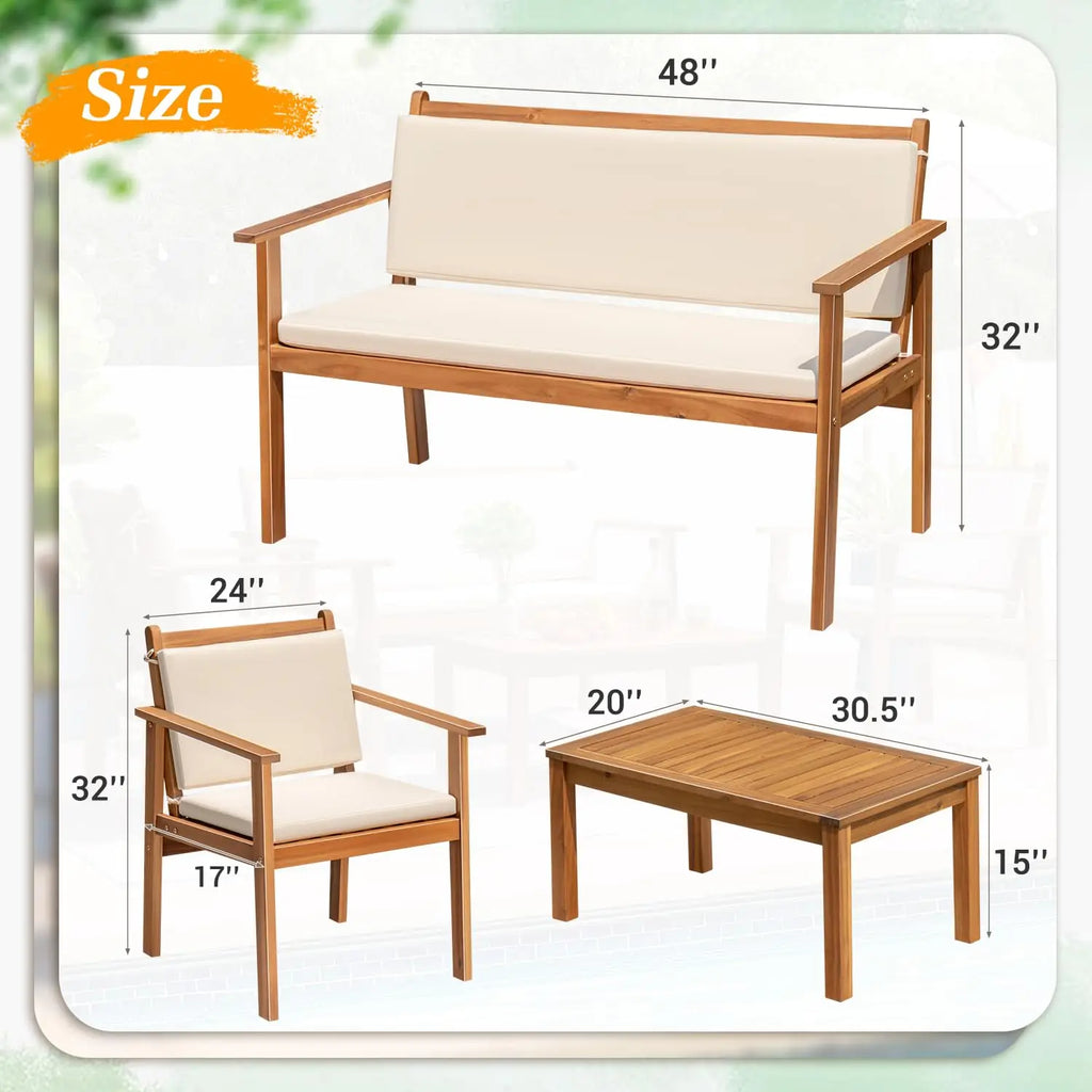 4 Piece Patio Set w/ Loveseat and Coffee Table