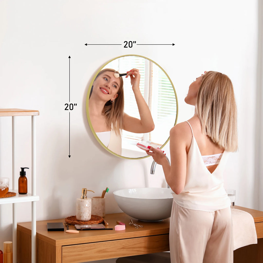 Large Gold Round Framed Mirror multiple sizes