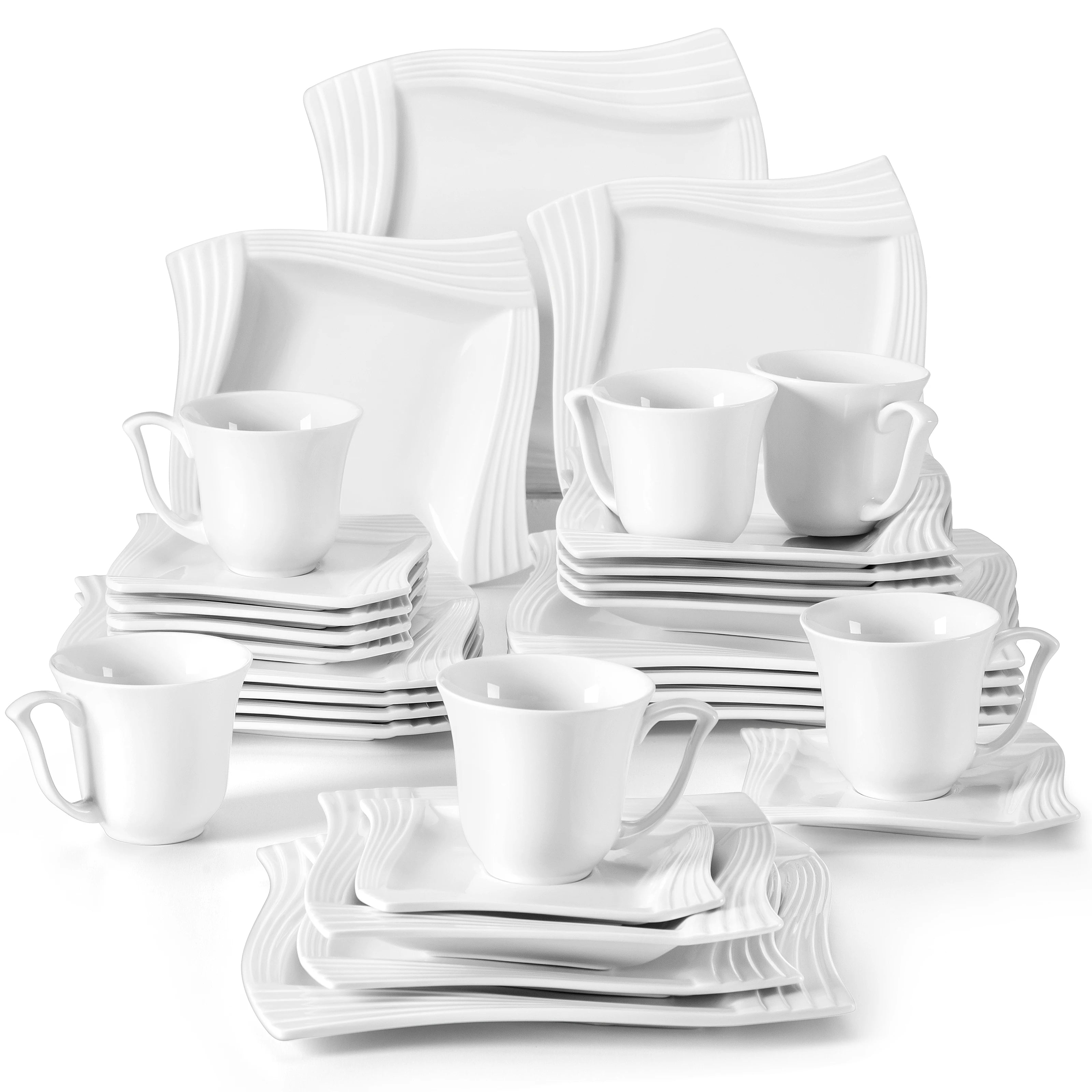 30/60 Piece White Porcelain Dinnerware