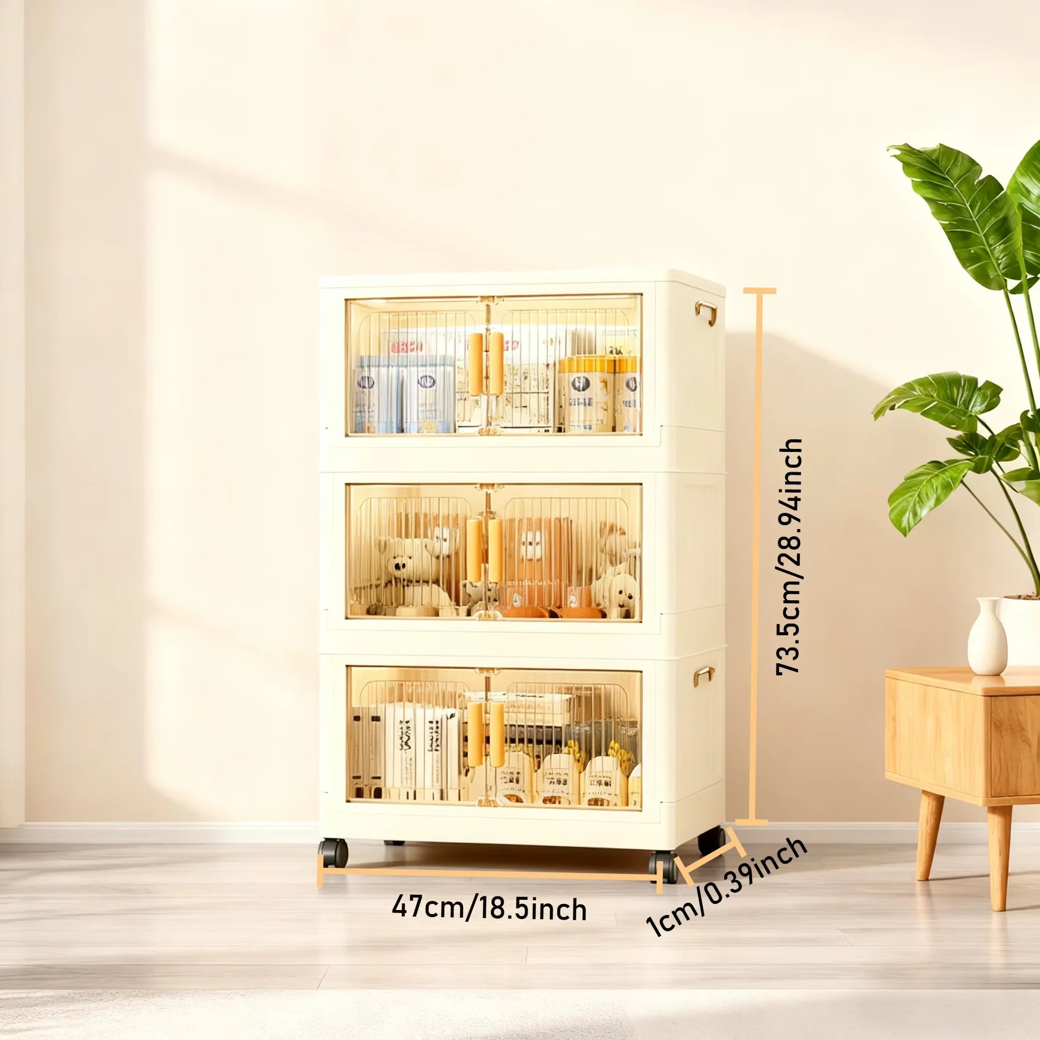 3/4/5-Tier Pantry Cabinet Lidded/Stackable W/Wheels, Multi-use