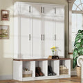 75 High Walnut Storage Bench with Shoe Cabinet