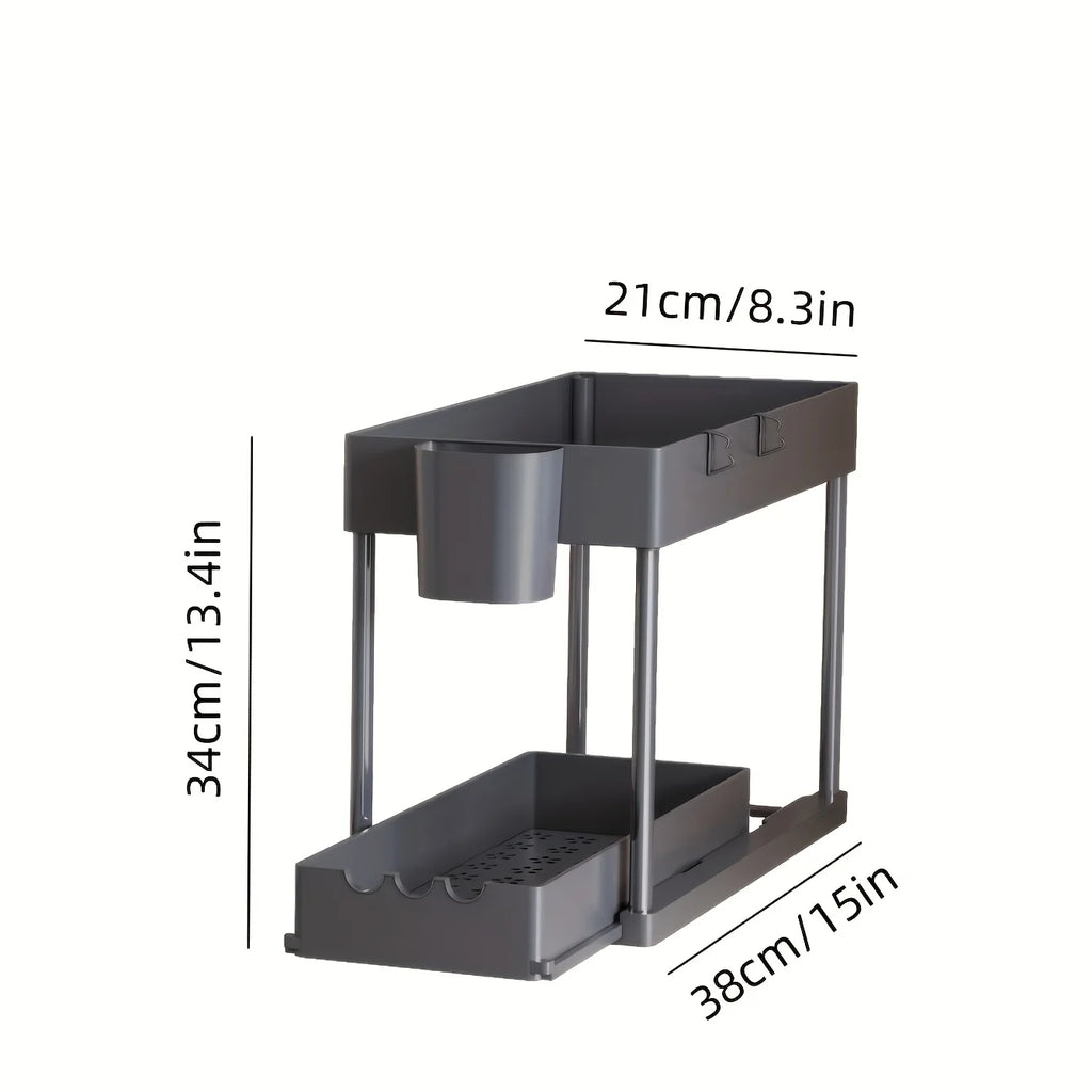 2Pcs 2-Tier Organizer, Pull-Out Under Sink Rack