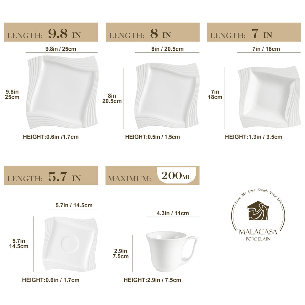 30/60 Piece White Porcelain Dinnerware
