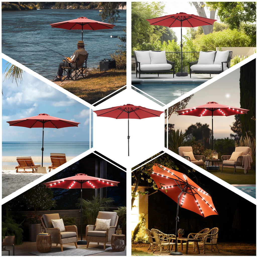 Solar Patio Umbrella with32 LED Lights