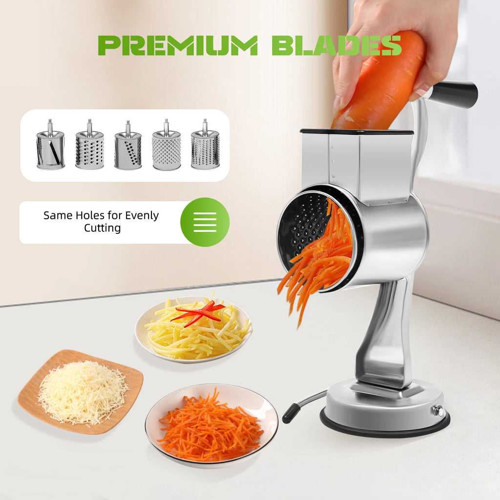 Stainless Steel Rotary Grater W/5 Blades