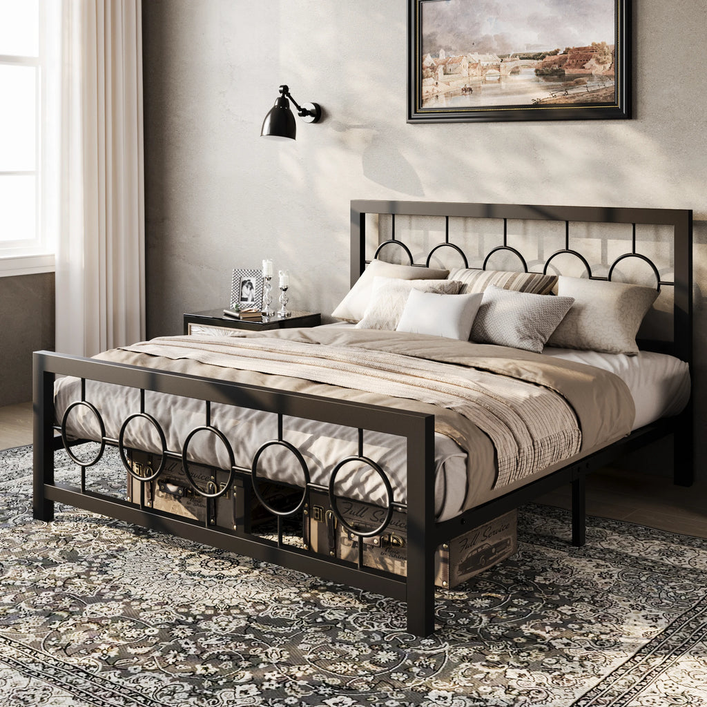 Platform Bed Frame with Headboard, Footboard, Under-Bed Storage