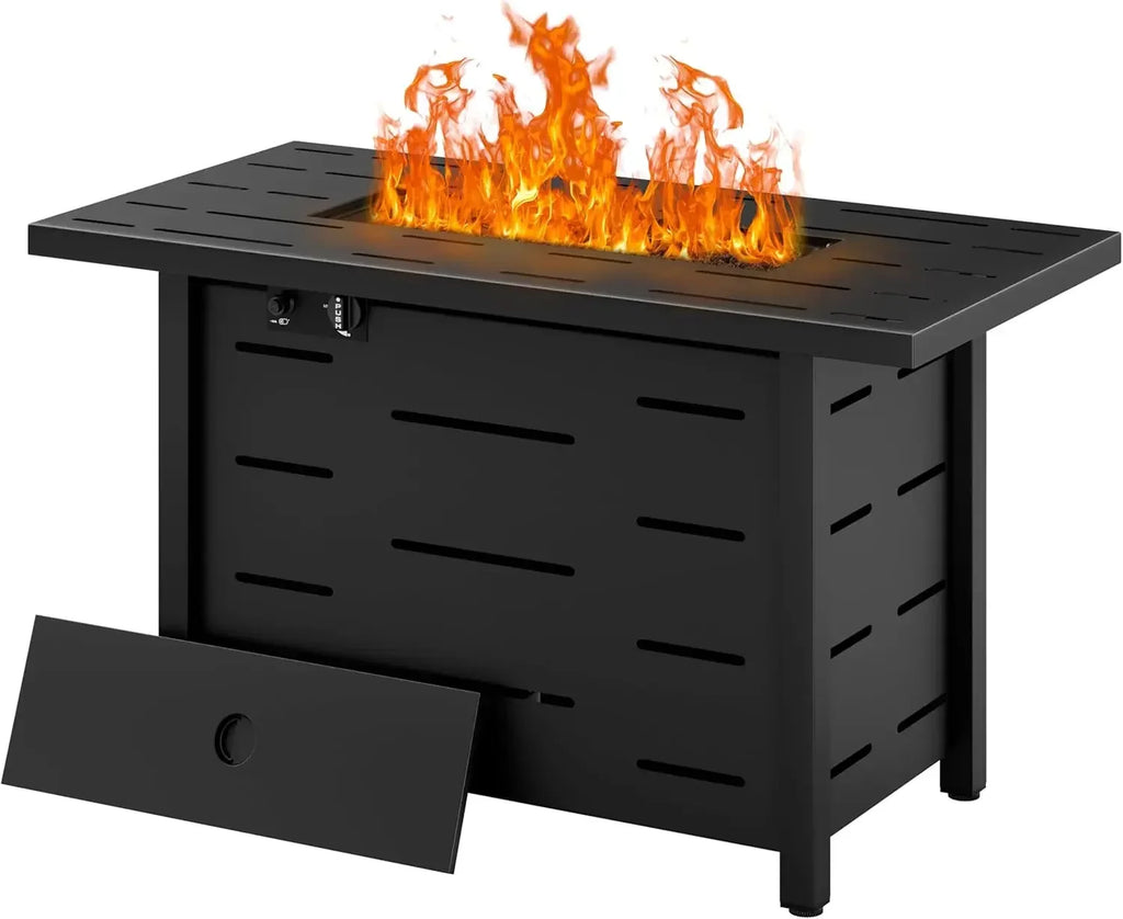 43 inch Outdoor Propane Fire Pit Table with Lid, Waterproof Cover,
