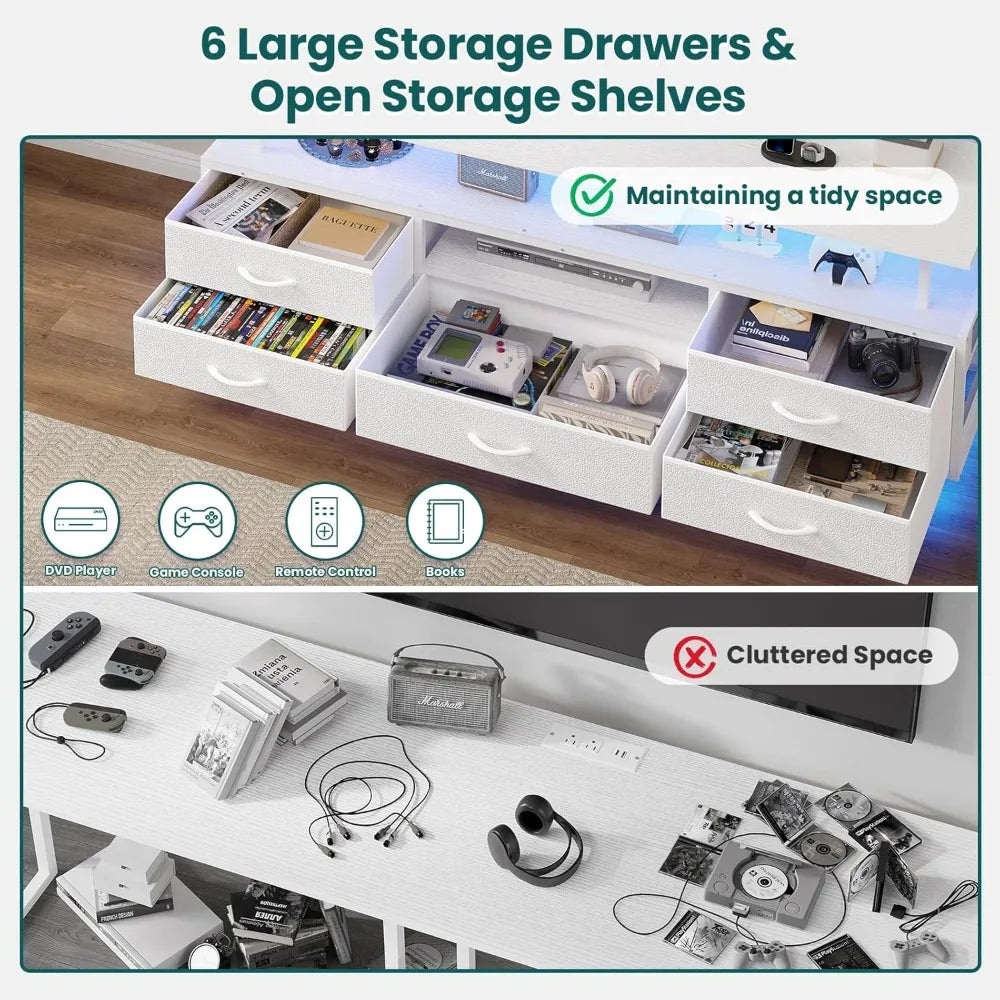 LED TV Stand, Mount, Power Outlets, Storage
