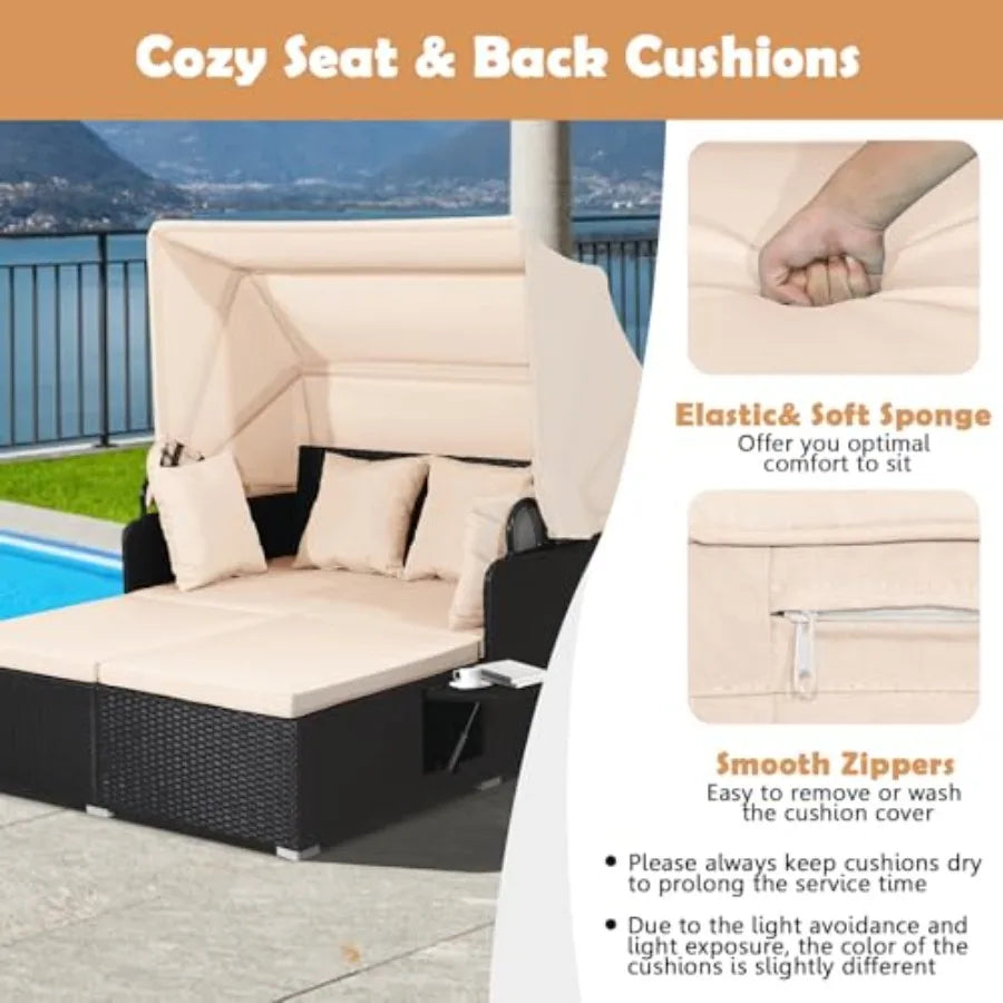 Daybed Canopy, 2 Foldable Side Tables