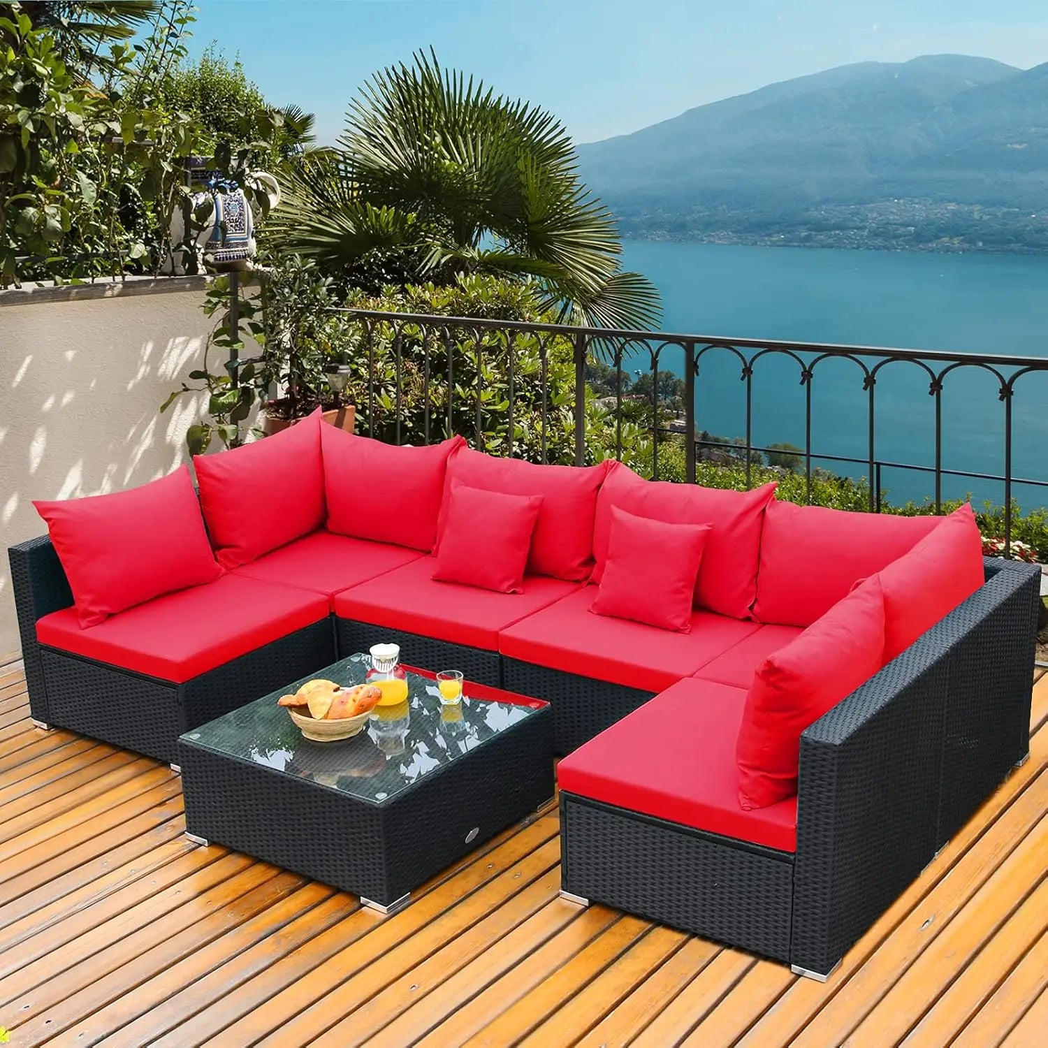 7 Pieces Wicker Patio Furniture Set