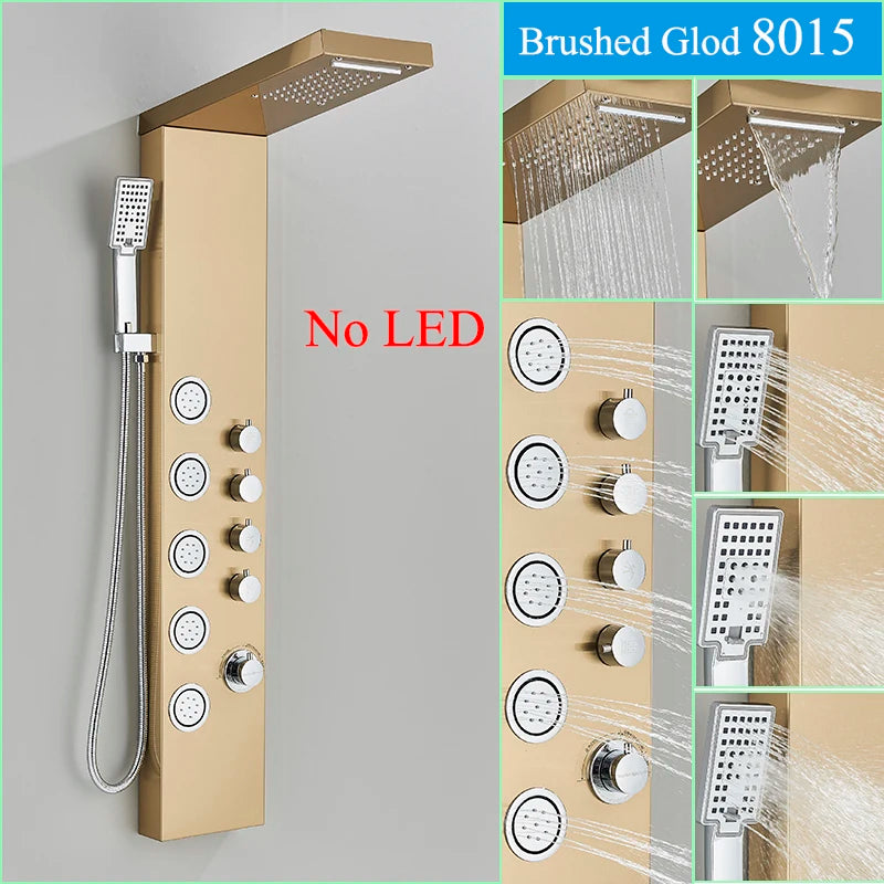 Black LED Shower Faucet Shower Panel & Column