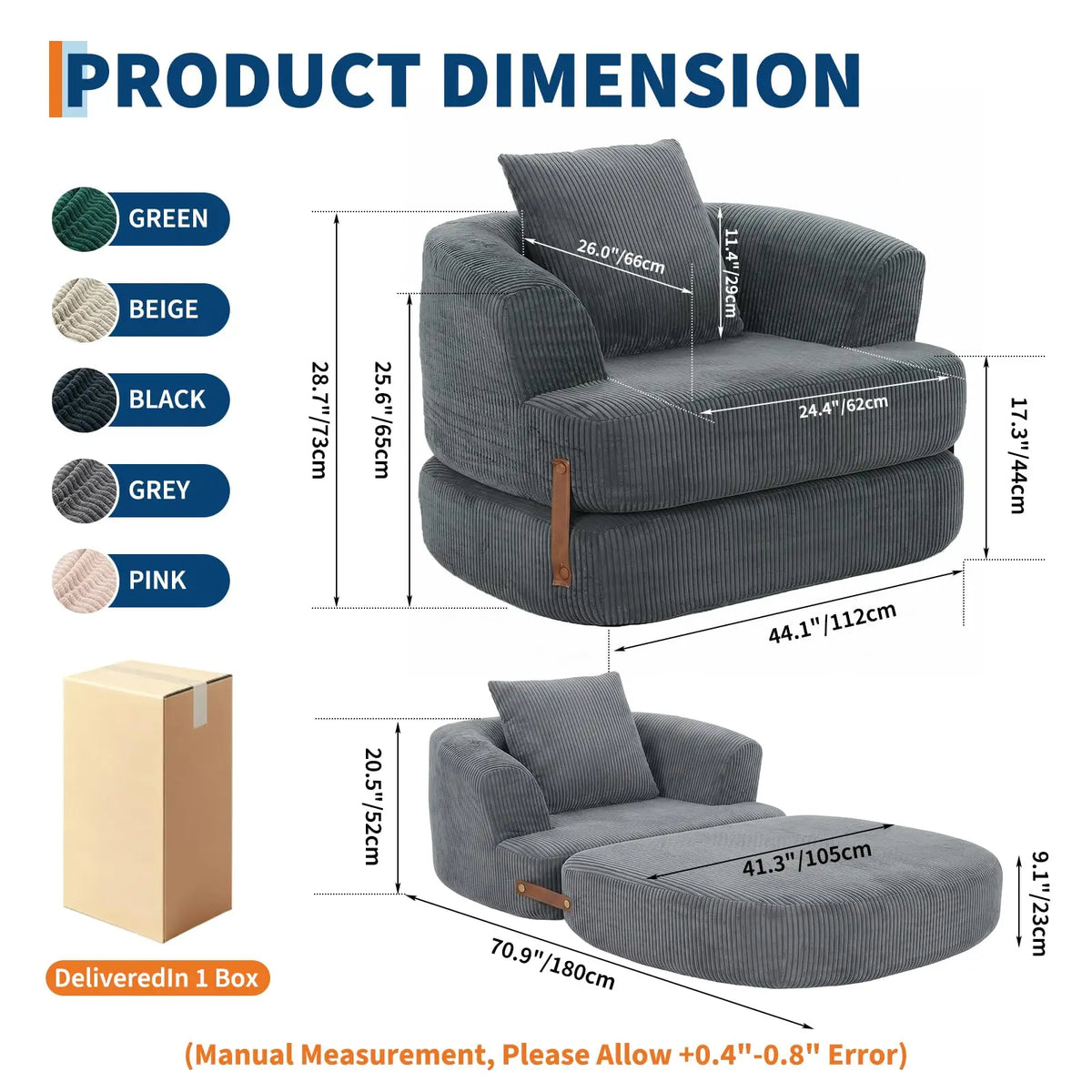 Folding Sofa Bed with Backrest