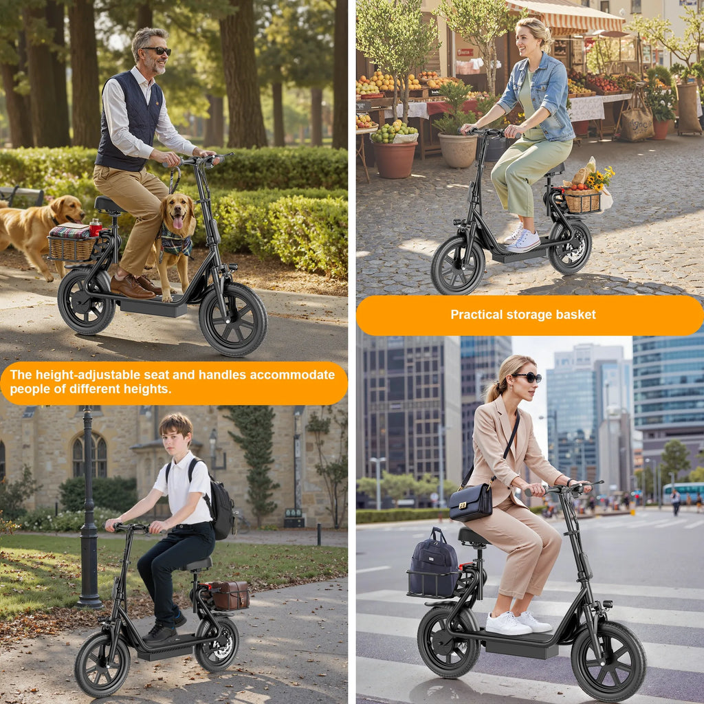 14‘’ Electric Scooter with Seat/Basket