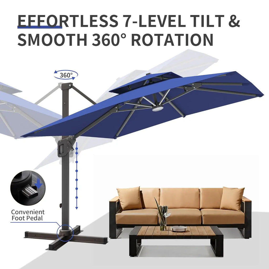 10 X 13 FT Cantilever Umbrella with Led Lights