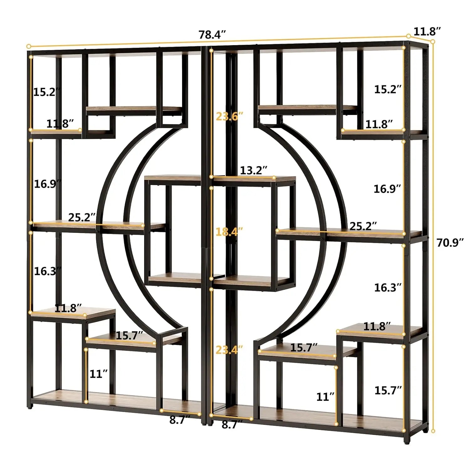 70.8" Tall Bookshelf Set of 2