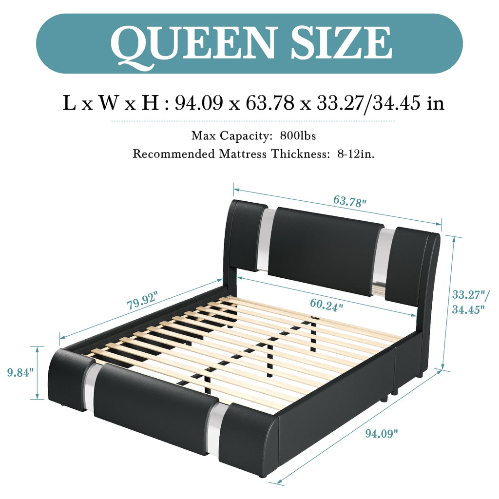 Leather Low Profile Platform Bed