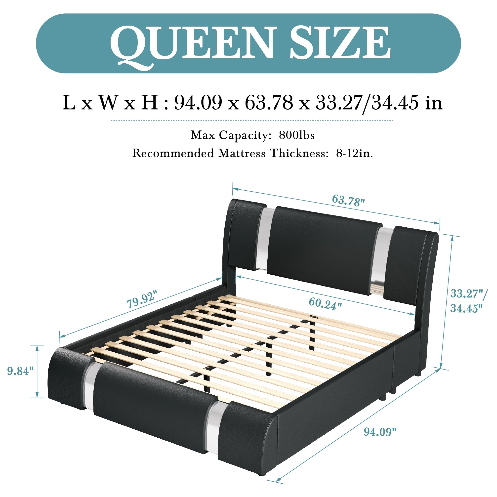Leather Low Profile Platform Bed
