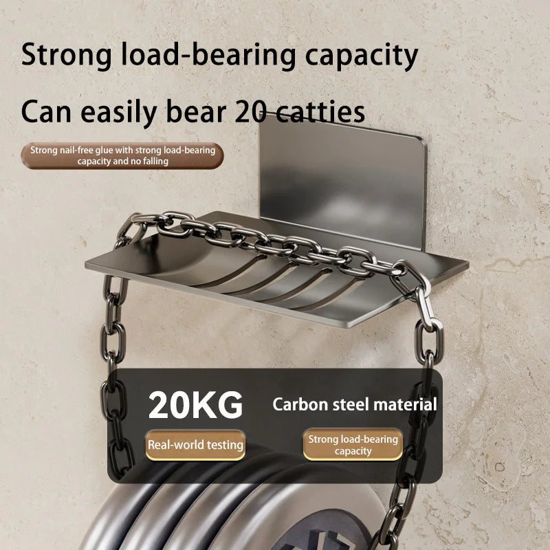 1pc Black Steel Bathroom Soap Holder Soap