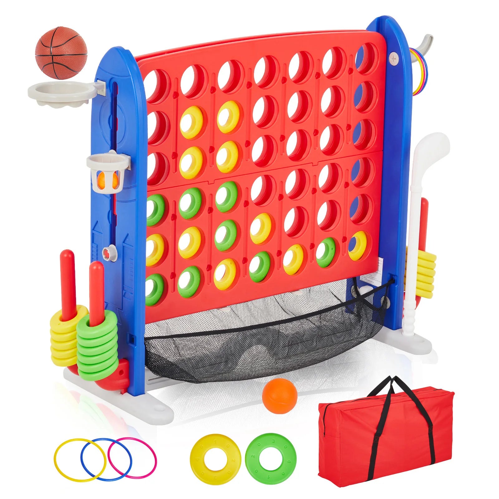 4-in-1 Giant Connect Game, Basketball, ring hoop