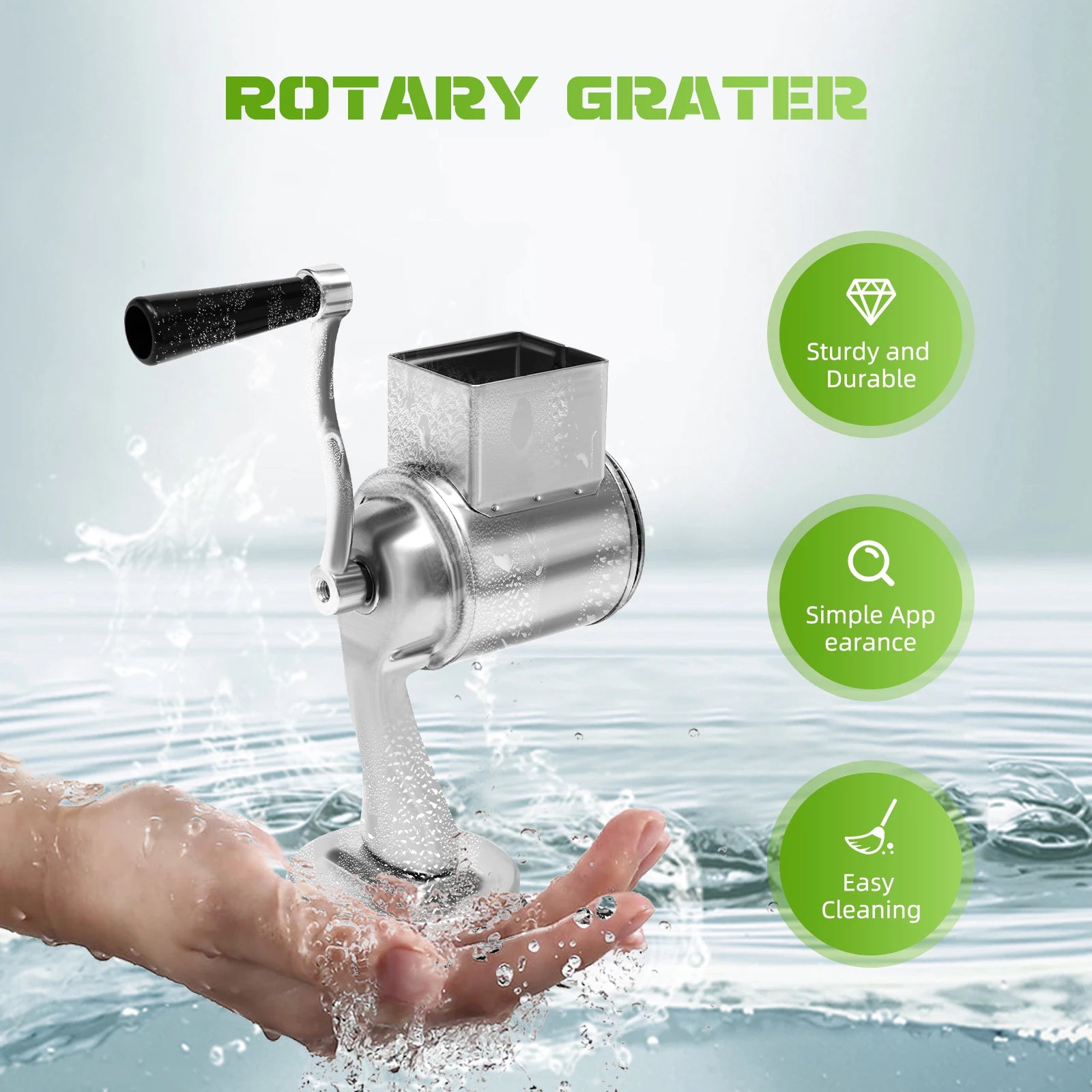 Stainless Steel Rotary Grater W/5 Blades
