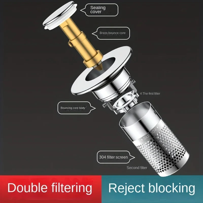Press-Type Easy Install Anti-Clog Drain