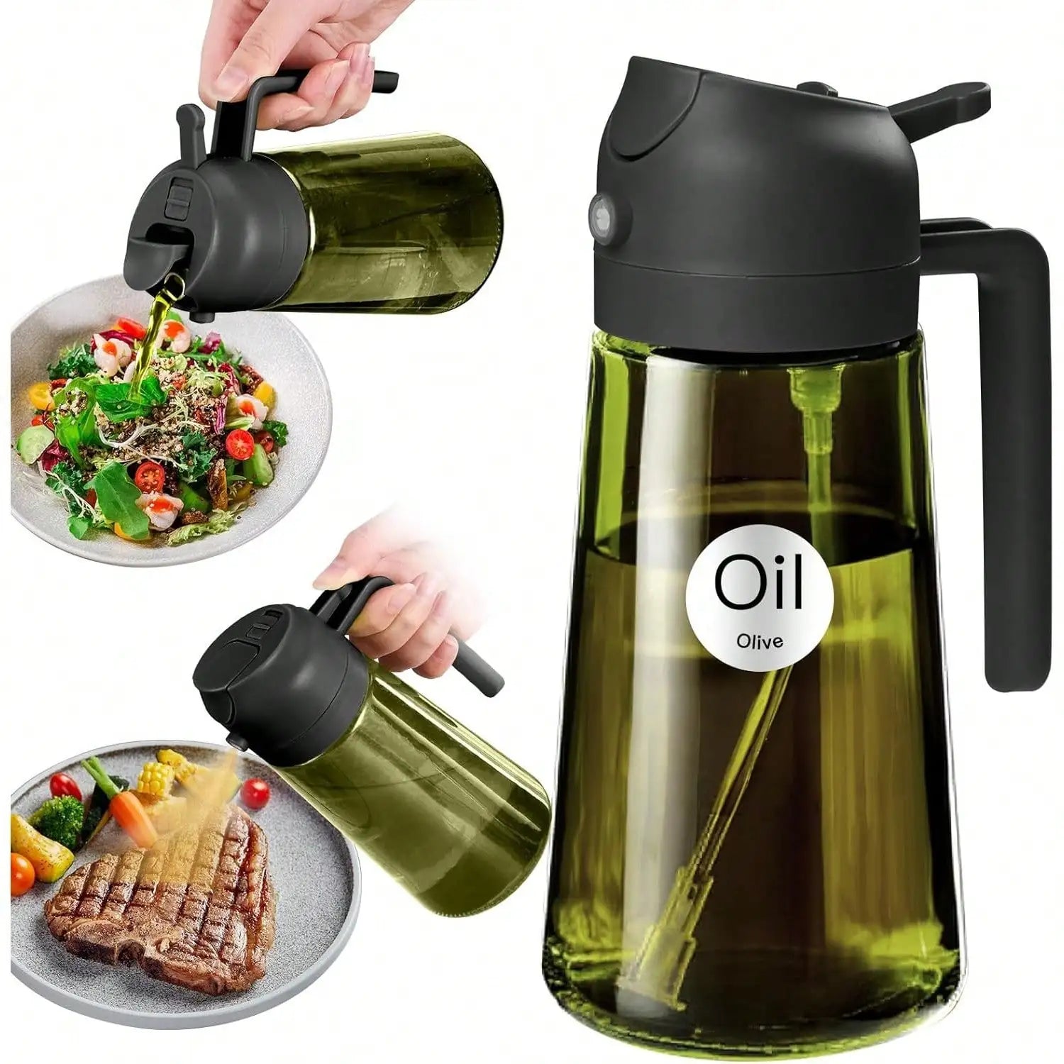 Glass Oil Dispenser 2 In 1 Spray Bottle