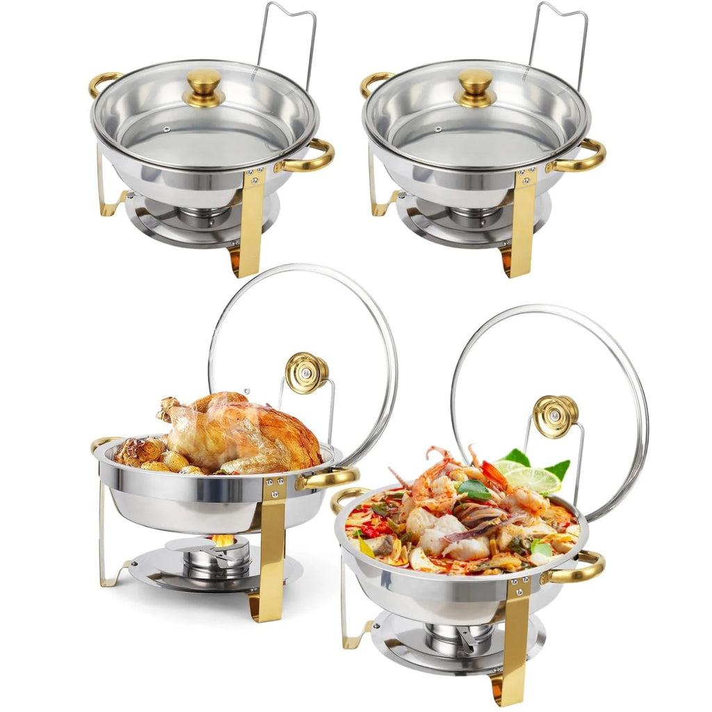 4-5QT Round Chafing Dishes with Glass Lid