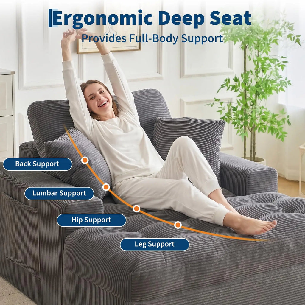 63'' Cloud Chaise Lounge 2 Pillows