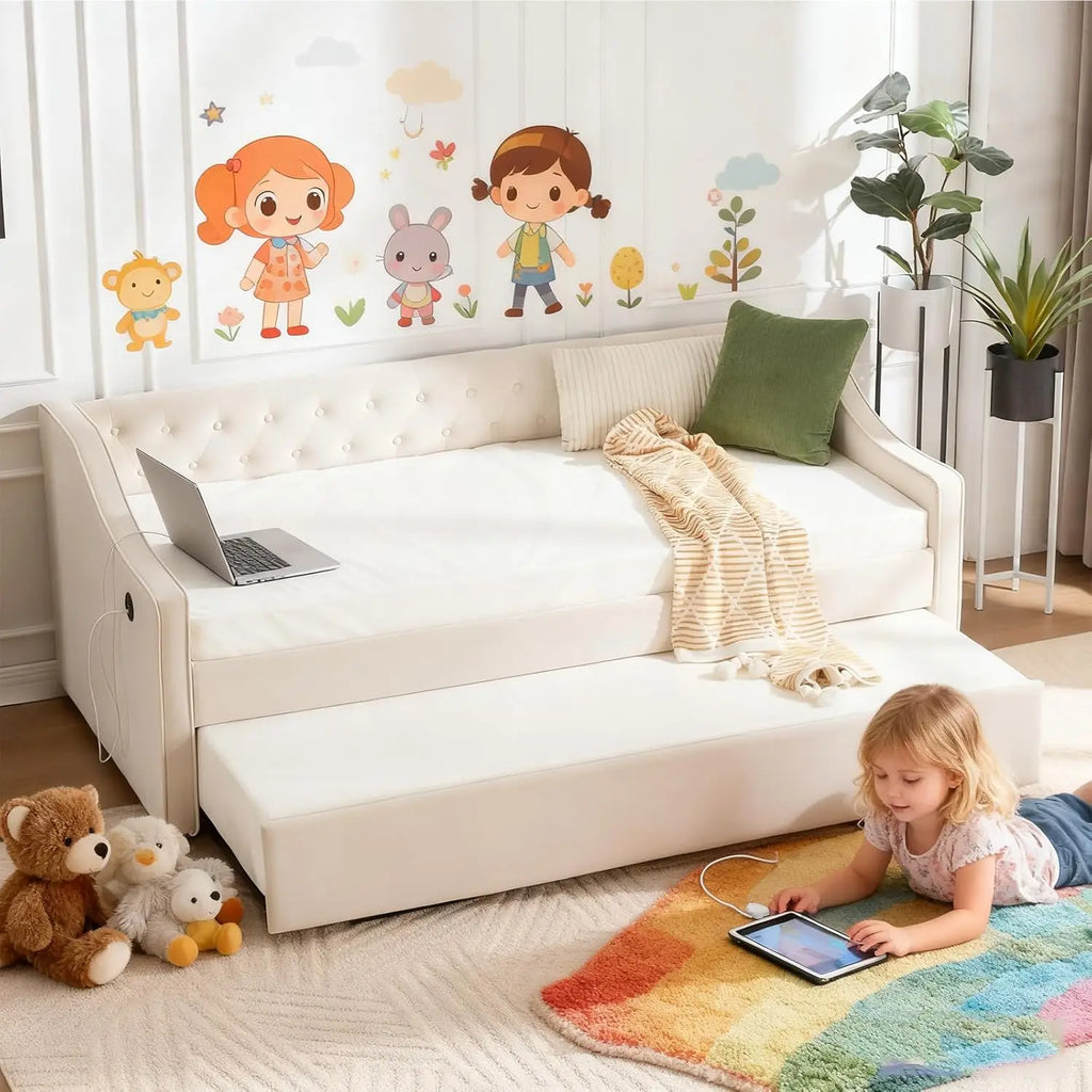 Twin to King Daybed with Trundle, USB Ports