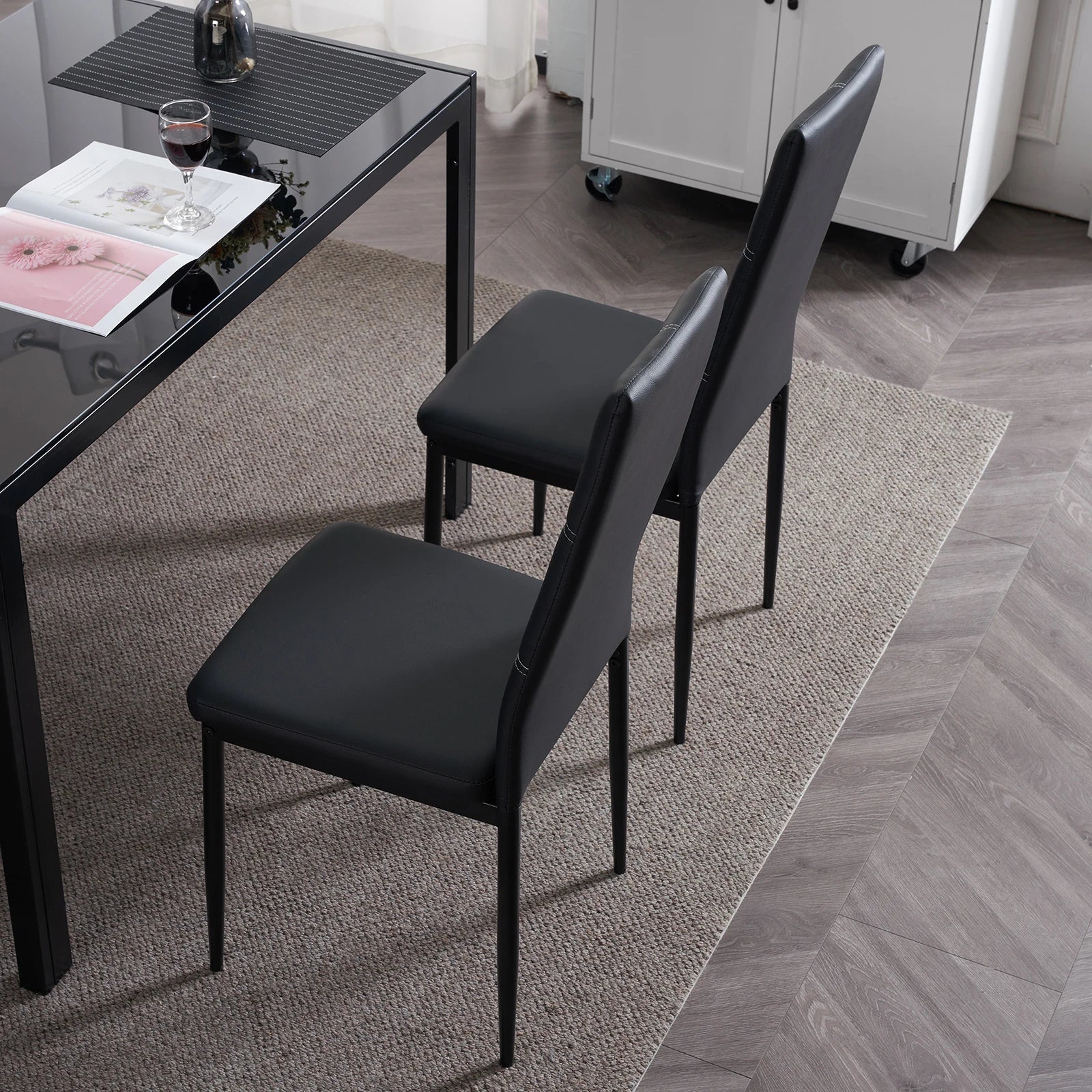 4-Pc. Black High Backrest Dining Chairs